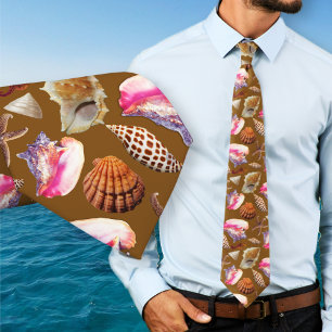 Corbata Patrón de criaturas marinas de las conchas de play