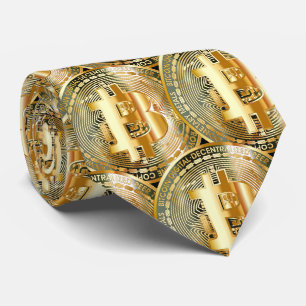 Corbata Patrón de criptomoneda de Bitcoin de oro Poder