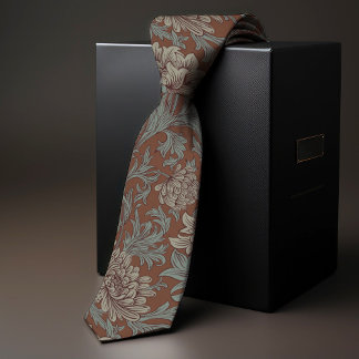 Corbata Patrón de Crisantemo de William Morris en Verde Az