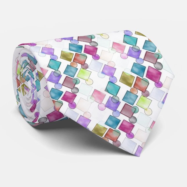 Corbata Patrón de Cuadrados Abstractos Elegantes de Lunare (Enrollado)