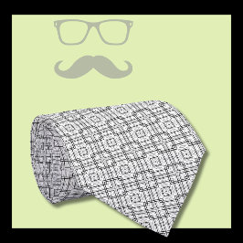 Corbata Patrón de cuadrados geométricos en blanco y negro