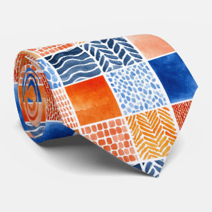 Corbata Patrón de cuadrícula de color de agua vibrante en