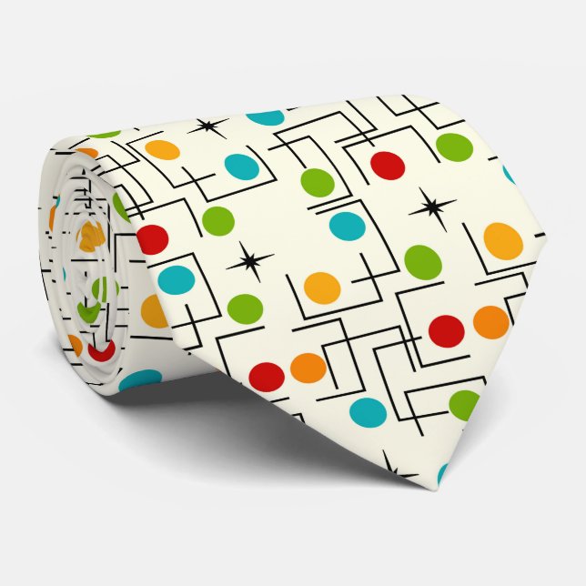 Corbata Patrón de Cuadrícula Moderna de Mediano Siglo Amar (Enrollado)