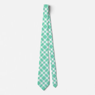 Corbata Patrón de Cuadro Blanco Acuamarina
