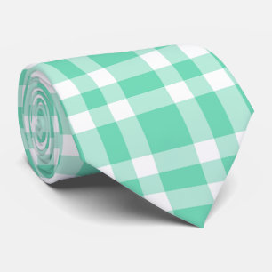 Corbata Patrón de Cuadro Blanco Acuamarina