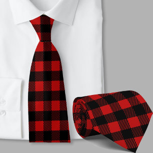 Corbata Patrón de Cuadro de Búfalo Rojo Tema de Invierno