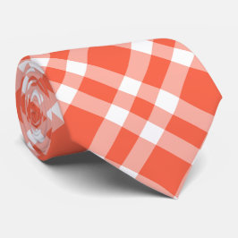 Corbata Patrón de Cuadro Escocés Coral Blanco