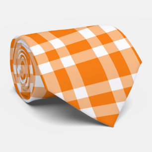 Corbata Patrón de Cuadro Escocés Naranja Blanco