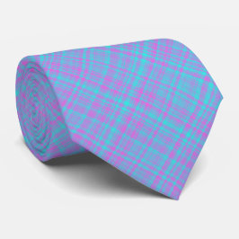 Corbata Patrón de Cuadro Escocés Rosa Azul Púrpura
