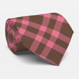 Corbata Patrón de Cuadro Escocés Rosa Marrón