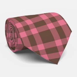 Corbata Patrón de Cuadro Escocés Rosa Marrón