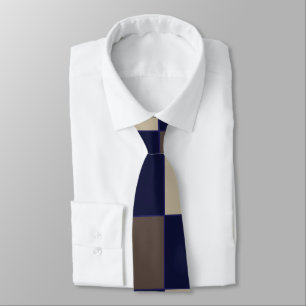 Corbata Patrón de Cuadros Azules Oscuros y Marrones en Dam