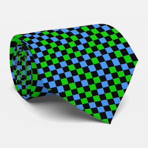 Corbata Patrón de cuadros azules, verdes y negros