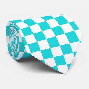Corbata Patrón de cuadros blanco y verde azulado