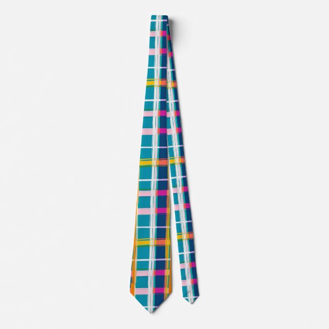 Corbata patrón de cuadros colorido (Anverso)
