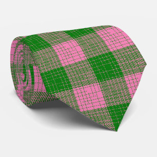 Corbata Patrón de cuadros cruzados rosa y verde