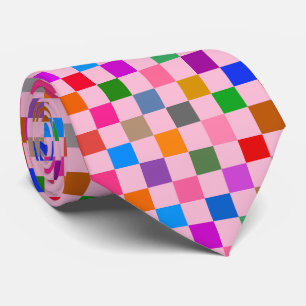 Corbata Patrón de cuadros de colores rosados