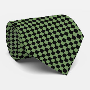 Corbata Patrón de cuadros de diamante negro verde