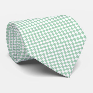 Corbata Patrón de cuadros de diamante verde blanco