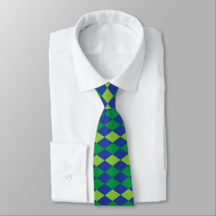 Corbata Patrón de cuadros de diamante verde lima verde