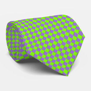 Corbata Patrón de cuadros de diamante verde púrpura
