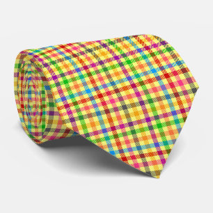 Corbata Patrón de cuadros escoceses de gingham colorido am