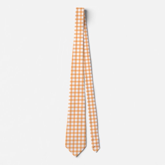 Corbata Patrón de cuadros escoceses gingham naranja retro  (Anverso)