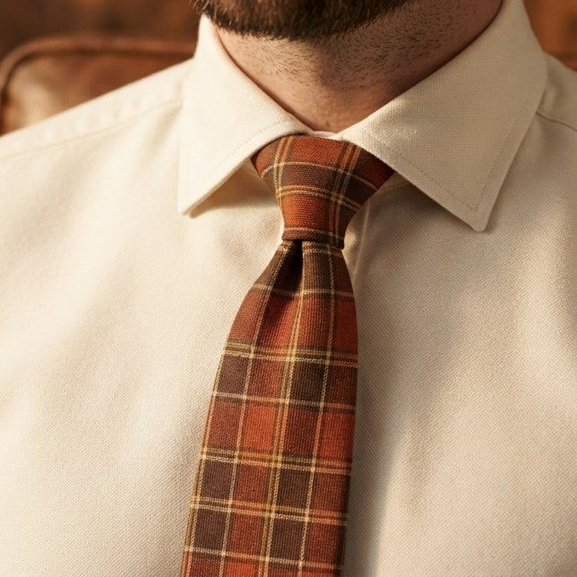 Corbata Patrón de Cuadros Escoceses Naranja Oxidado y Marr (Subido por el creador)