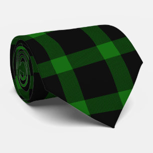 Corbata Patrón de cuadros escoceses negro y verde