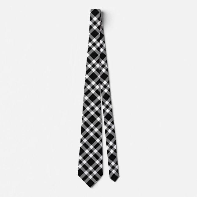 Corbata Patrón de cuadros negros y blancos (Anverso)
