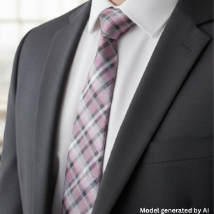 Corbata Patrón de cuadros rosa blanco gris – Tartán de mod