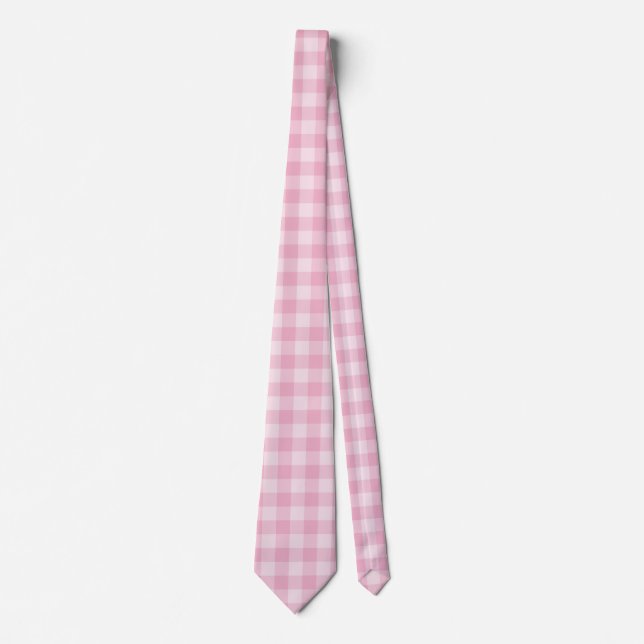 Corbata Patrón de cuadros rosados (Anverso)