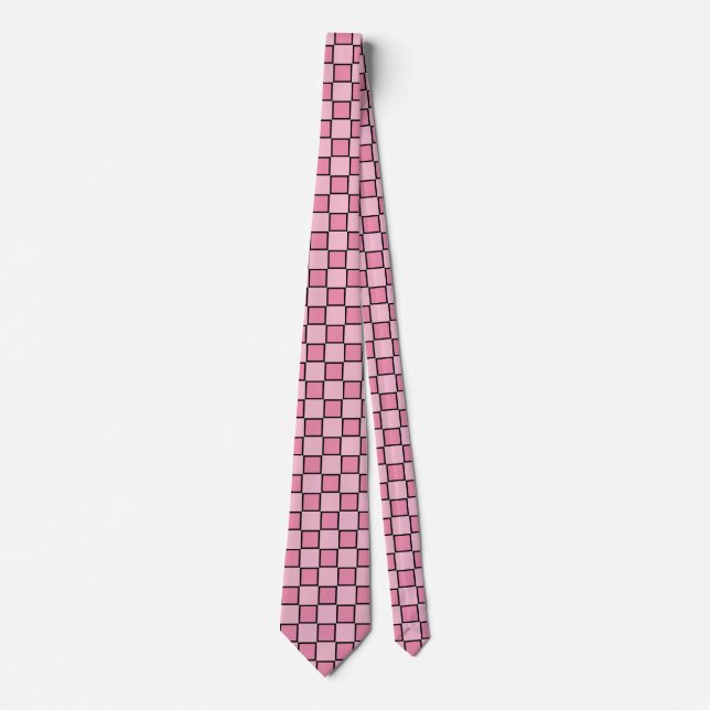 Corbata Patrón de cuadros rosados (Anverso)