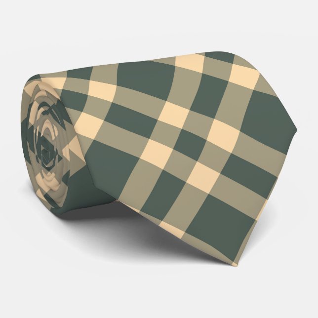 Corbata Patrón de Cuadros Verde Amarillo (Enrollado)