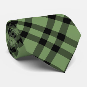 Corbata Patrón de Cuadros Verde y Negro