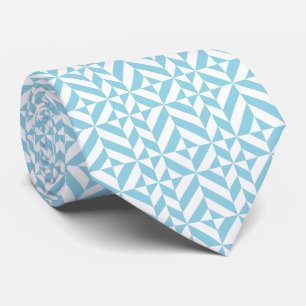 Corbata Patrón de cubo de deco geométrico azul cielo