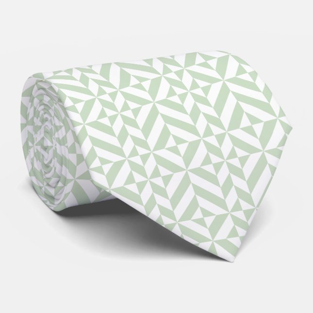 Corbata Patrón de cubo de deducción geométrica verde de sa (Enrollado)