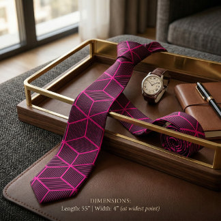 Corbata Patrón de cubo geométrico 3D de color personalizad