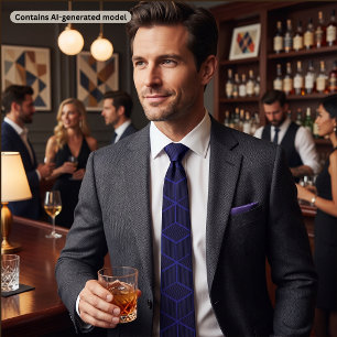 Corbata Patrón de cubo geométrico 3D de color personalizad