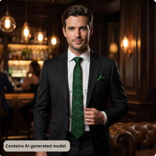 Corbata Patrón de cubo geométrico 3D de color personalizad