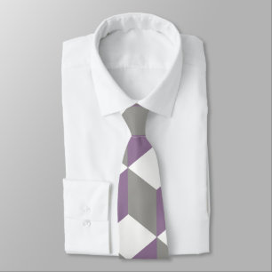 Corbata Patrón de cubo isométrico púrpura y gris de Crocus