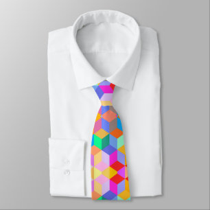 Corbata Patrón de Cubos Coloridos, fondo de cajas isométri