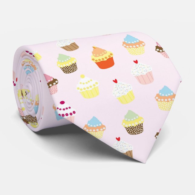 Corbata Patrón de Cupcakes Coloridos (Enrollado)