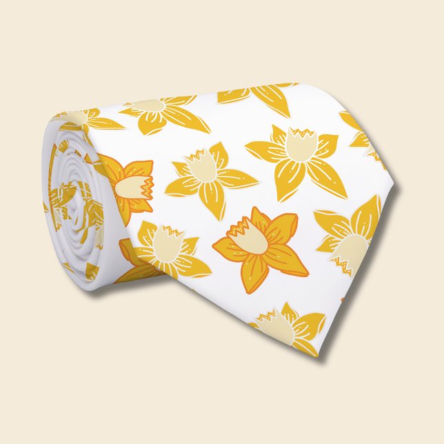 Corbata Patrón de Daffodil de primavera (Daffodil spring floral tie)