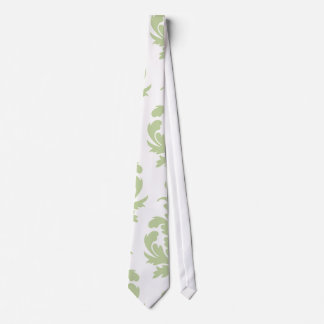 Corbata patrón de damasco grande de negrita verde sage