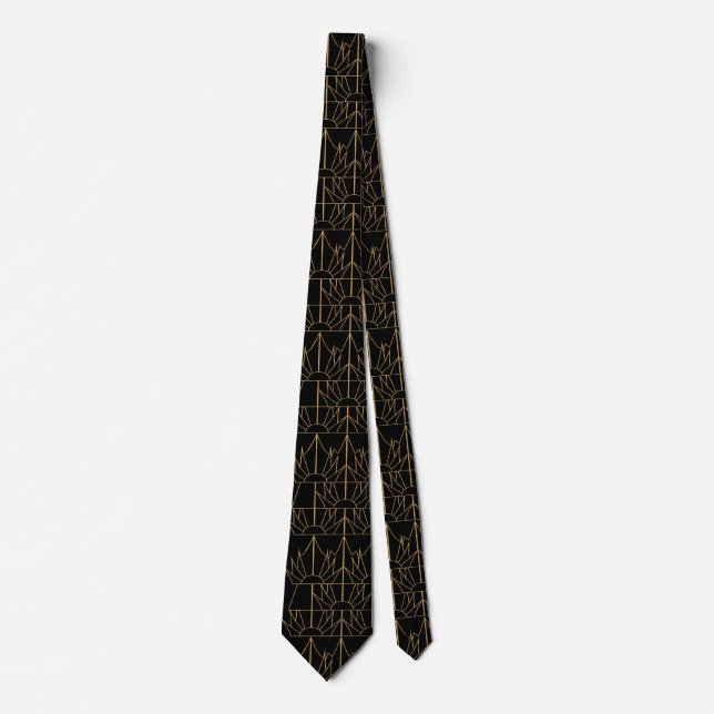 Corbata Patrón de decoración de arte dorado y negro (Anverso)
