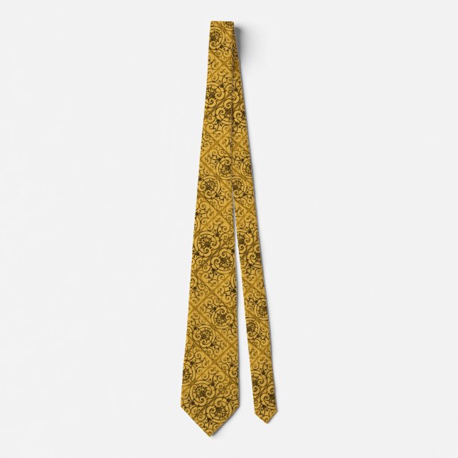 Corbata Patrón de desplazamiento en negro y oro (Anverso)