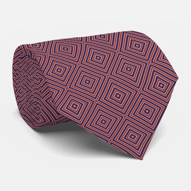Corbata Patrón de diamante a rayas rojas, blancas y morada (Enrollado)