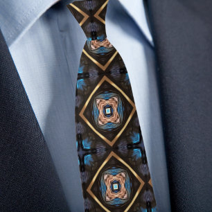 Corbata Patrón de diamante azul negro bronce