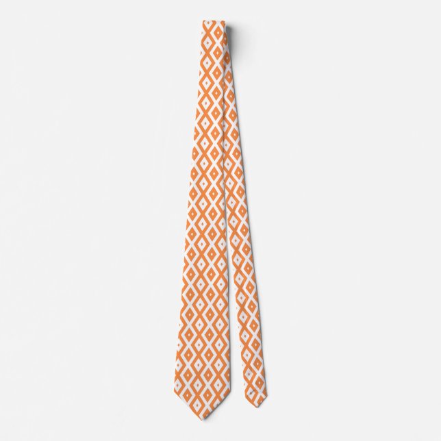 Corbata Patrón de diamante blanco y naranja (Anverso)